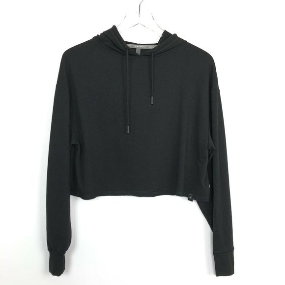 Gottex Tops - X By Gottex Black Crop Sweatshirt Top W Hoodie XS